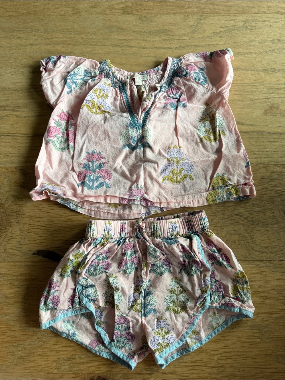 Pink Chicken Girls Pink Floral Two-Piece Top & Shorts Set
